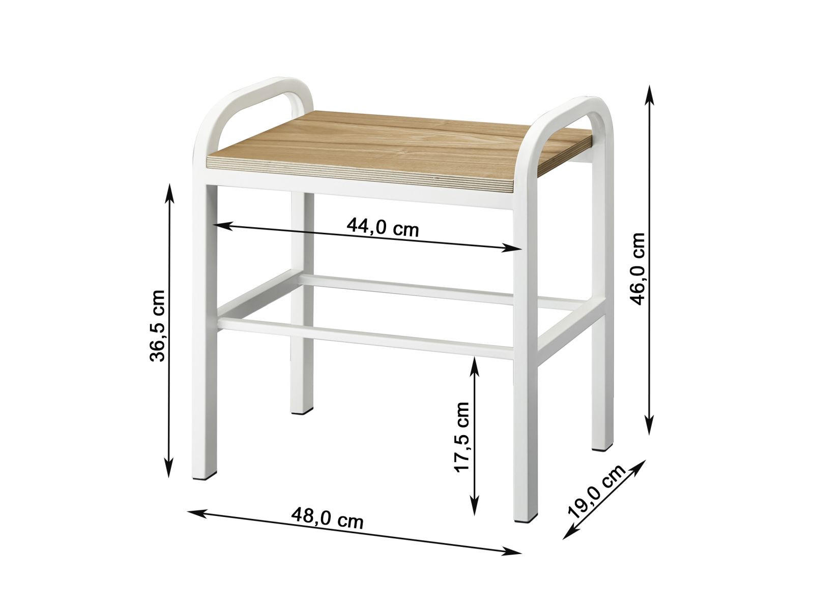 SCHUHREGAL Tower weiß 48/46/19 cm mit Ablage - Weiß, Holz/Metall (19/46/48cm) - Yamazaki