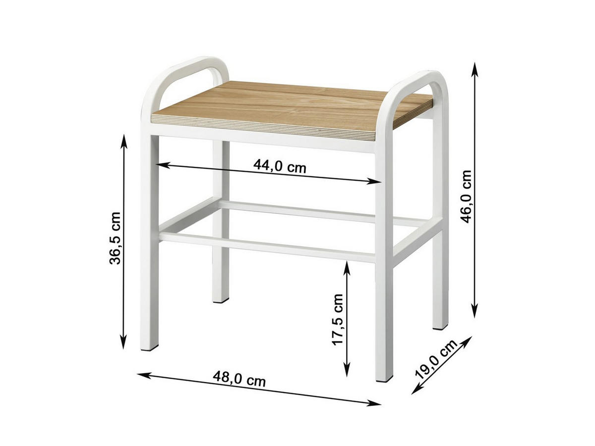 SCHUHREGAL Tower weiß 48/46/19 cm mit Ablage - Weiß, Holz/Metall (19/46/48cm) - Yamazaki