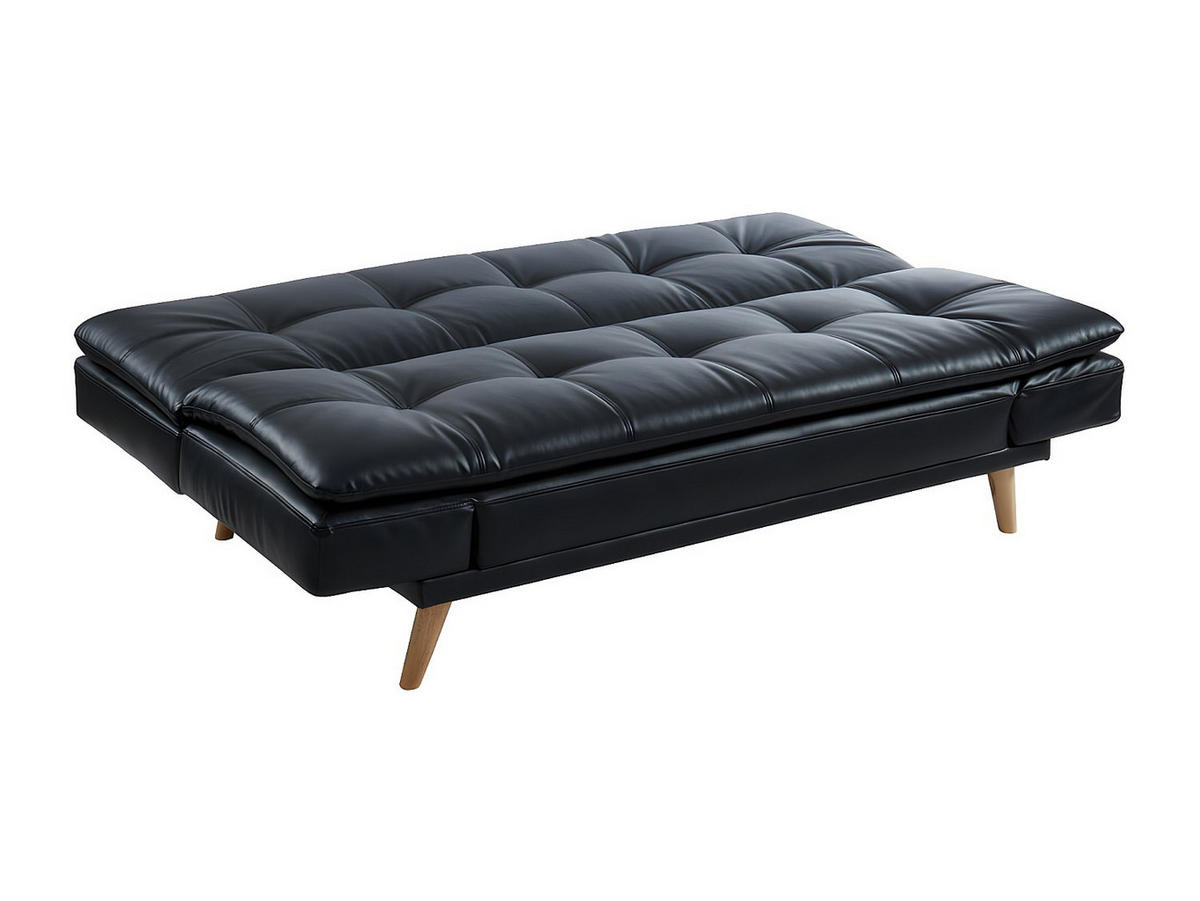 SCHLAFSOFA - 3 Personen - Kunstleder - Schwarz - - Schwarz, Leder (185/91/94cm) - Vente-Unique