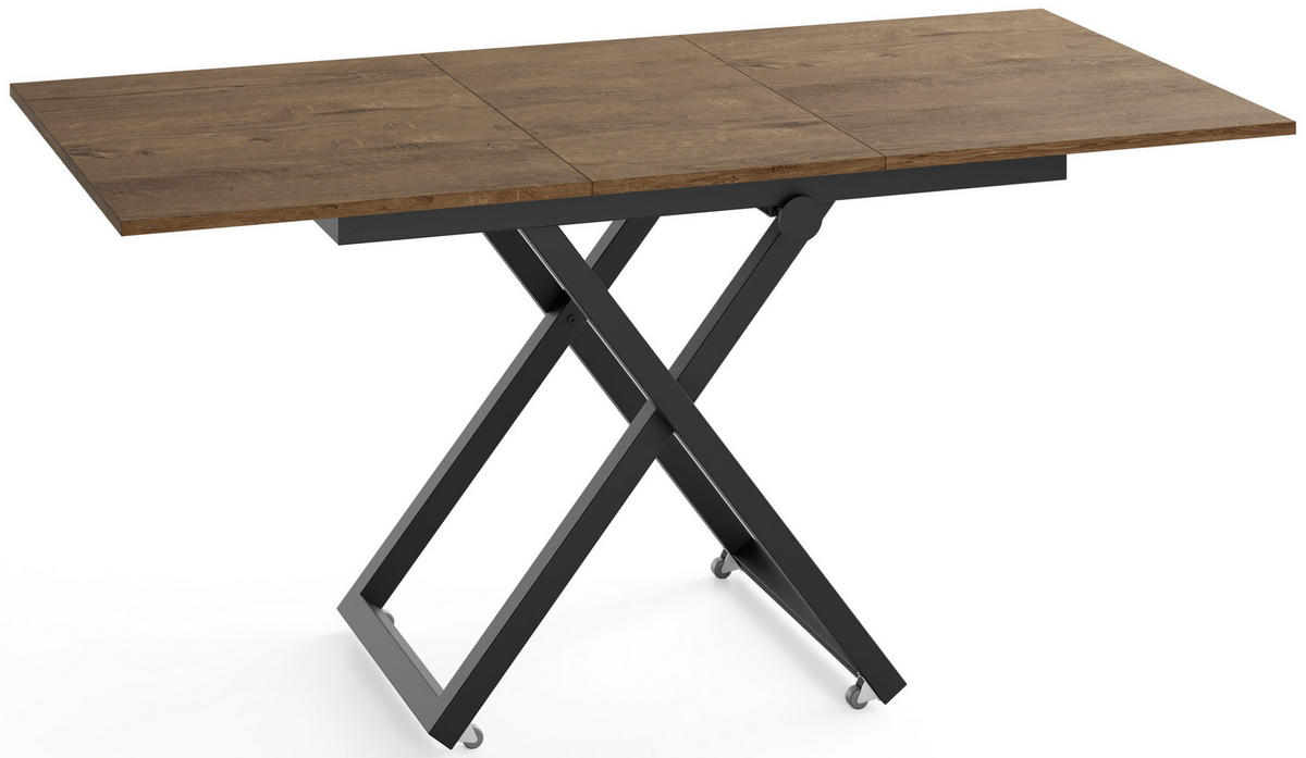 COUCHTISCH Axen höhenverstellbar ausziehbar, Eiche Braun Rustikal 120-160/80/38-75 cm - Alteiche/Schwarz, Holzwerkstoff/Metall (80/160/75cm) - WFL GROUP