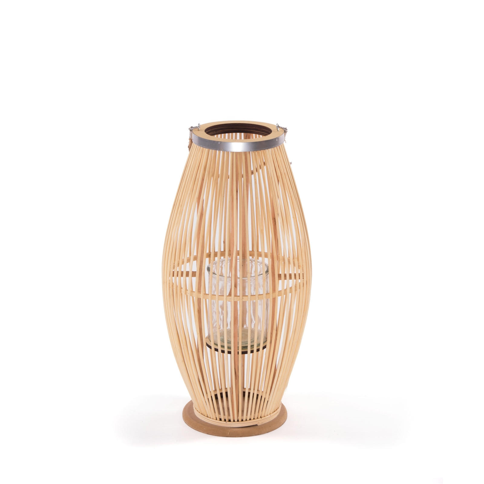 LATERNE Zya 60 Bambus, mit Henkel und Glaseinsatz naturfarben - Naturfarben, Holz (30/60/30cm) - CREEDWOOD