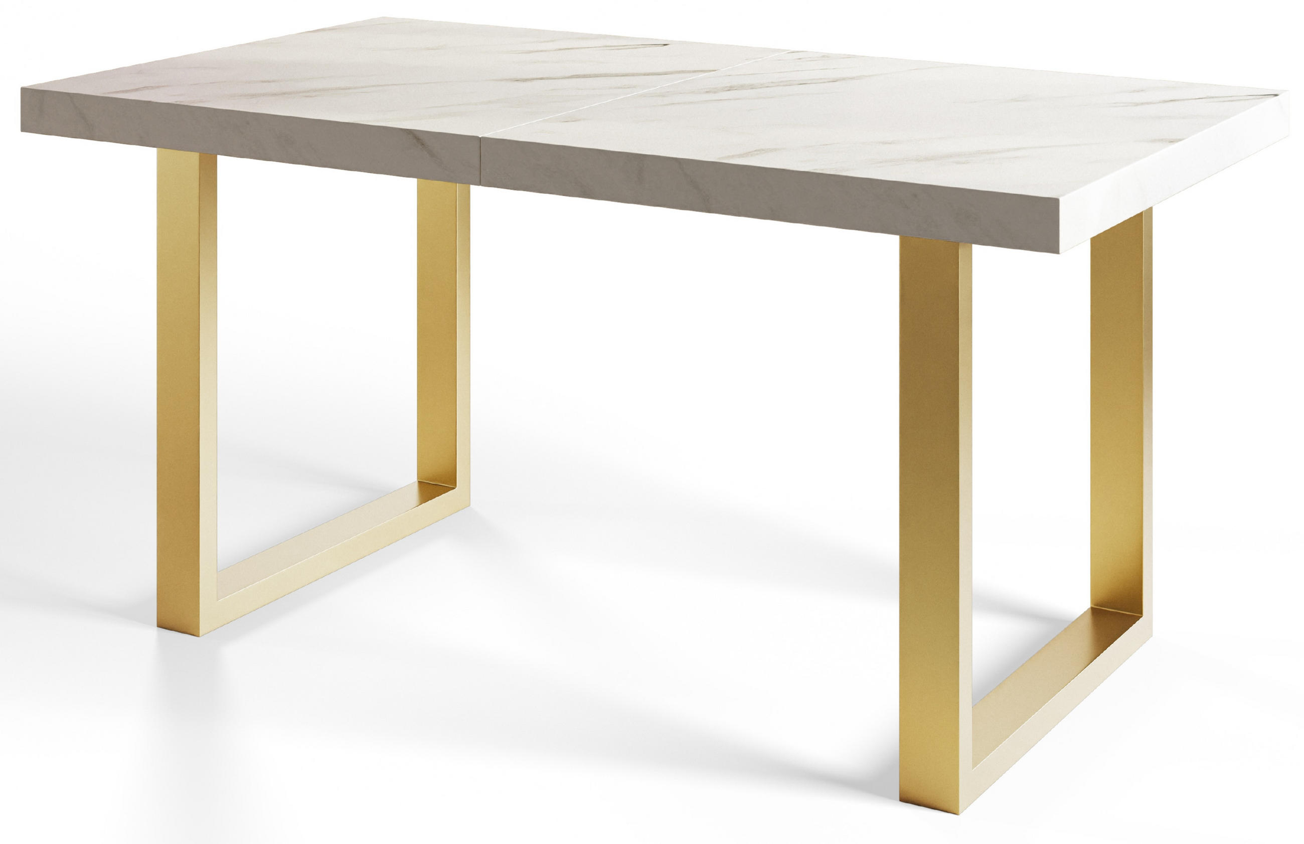 ESSZIMMERTISCH LOFT-U, ausziehbarer Tisch 180-280X90X77 cm, Farbe: MARMUR, mit Metallbeinen in Farbe Gold - Goldfarben/Hellgrau, Holzwerkstoff (180/90/77cm) - Alpi-Möbel