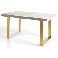 ESSZIMMERTISCH LOFT-U 160X90X77 cm, Farbe: MARMUR, mit Metallbeinen in Farbe Gold - Goldfarben/Hellgrau, Holzwerkstoff (160/90/77cm) - Alpi-Möbel
