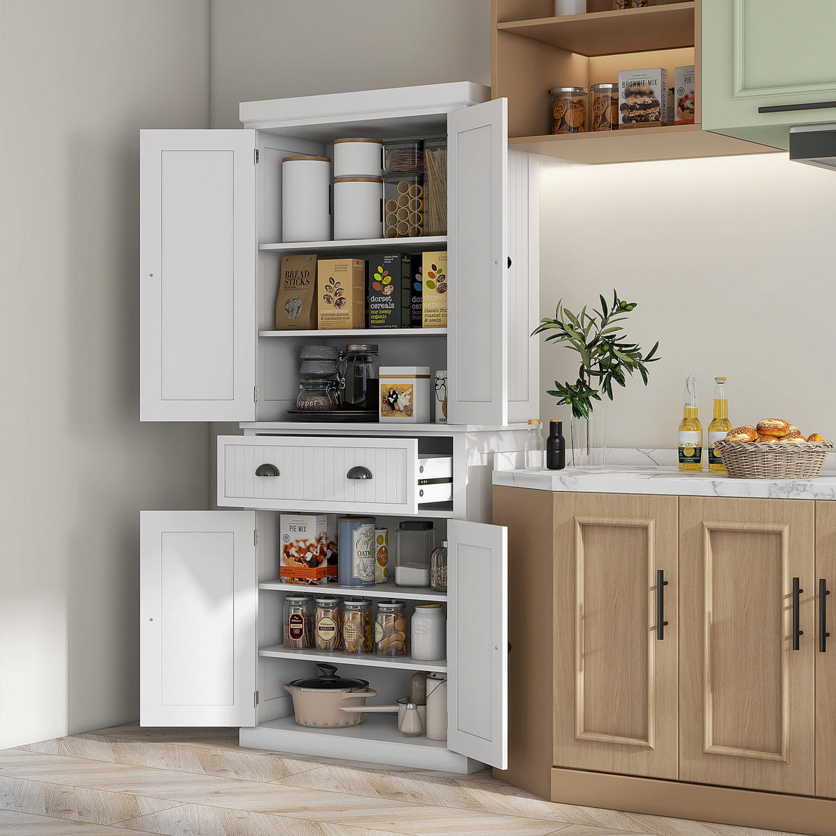 HIGHBOARD DE-11214 4 Türen Weiß - Weiß, Holzwerkstoff (40.2/183/76.2cm) - ComfortXL