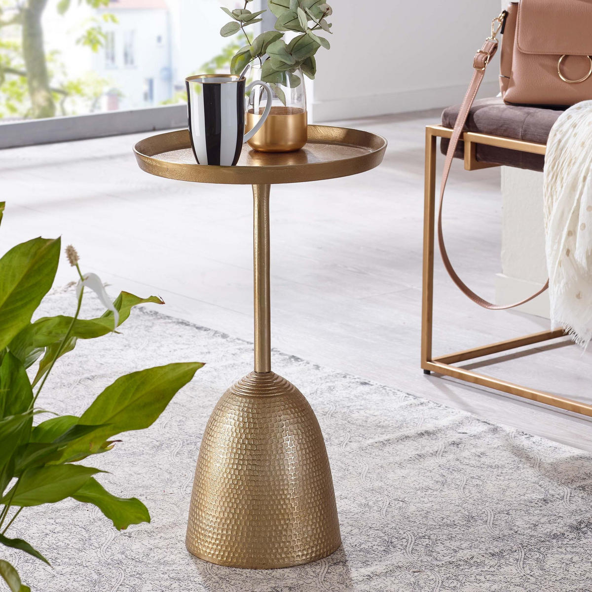 BEISTELLTISCH – Rund Mattgold Aluminium lackiert 33x33x53 cm - Goldfarben, Metall (33/33/53cm) - KADIMA DESIGN