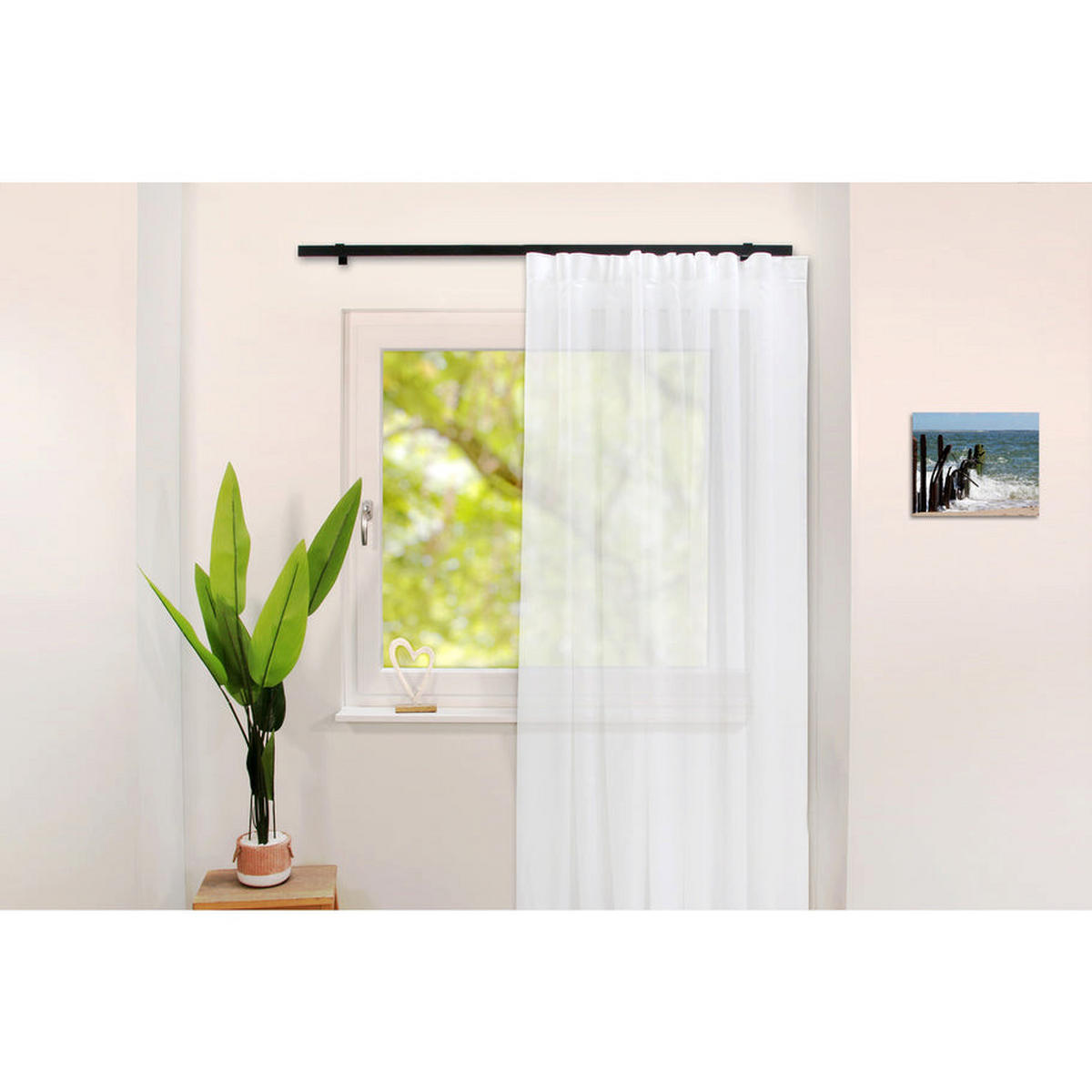 GARDINENSCHIENE 1-lauf Loft 270cm - Schwarz, Metall (270cm) - Deco-Raum