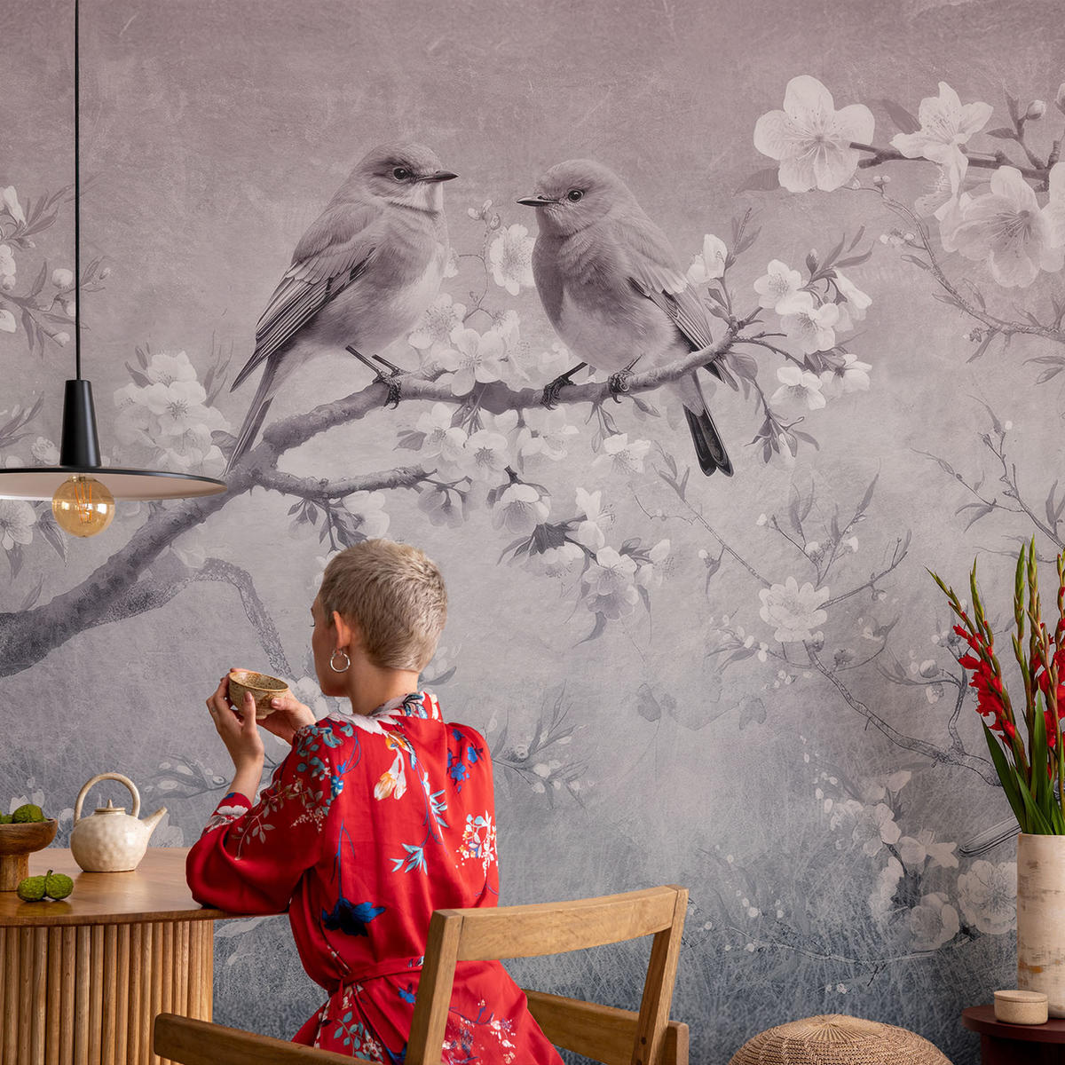 FOTOTAPETE 104x70 cm - Subtile Natur - Grau, Textil (104/70cm) - Wallfluent