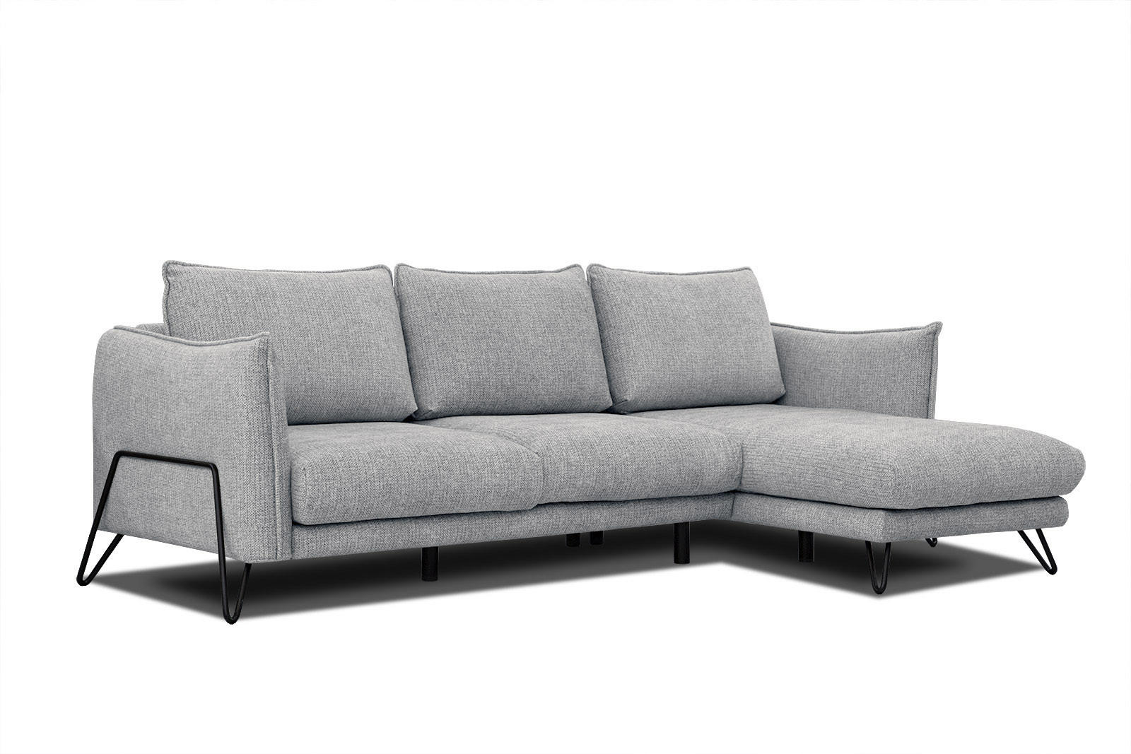 ECKSOFA HOSTEN 4-Sitzer, grau - Schwarz/Grau, Holzwerkstoff/Textil (269/158cm) - Courtois Laville
