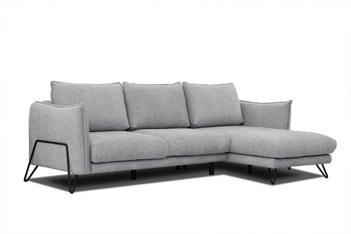 ECKSOFA HOSTEN 4-Sitzer, grau - Schwarz/Grau, Holzwerkstoff/Textil (269/158cm) - Courtois Laville