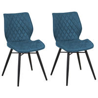ÉTKEZŐSZÉK 2 darabos Szett Kárpit Kék Lisle - kék, textil/fém (44/86/56cm) - Beliani