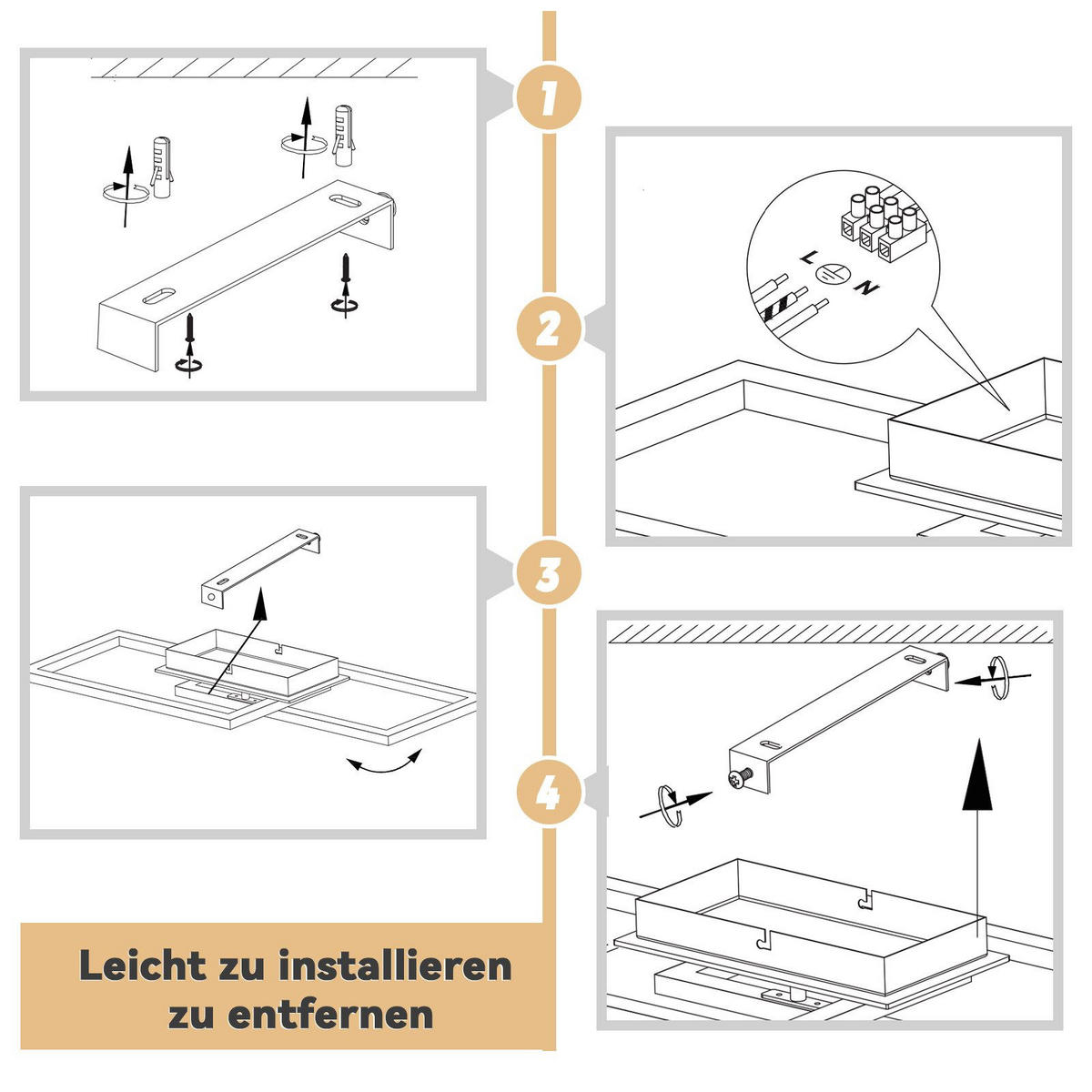 LED-DECKENLEUCHTE Ratingen 50/30/6.1 cm - Schwarz, Metall (50/30/6.1cm) - Nettlife