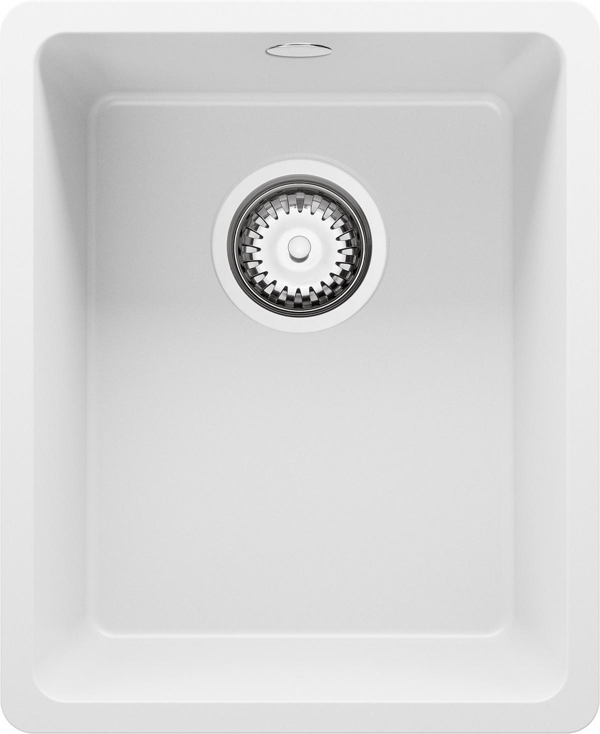 UNTERBAUSPÜLE GRANIT Venedig Easy, 2-er set Weiß 36/44 cm 1 Becken + Ablauf-Set ab 40er Unterschrank - Chromfarben/Weiß, Kunststoff (36/20/44cm) - Primagran