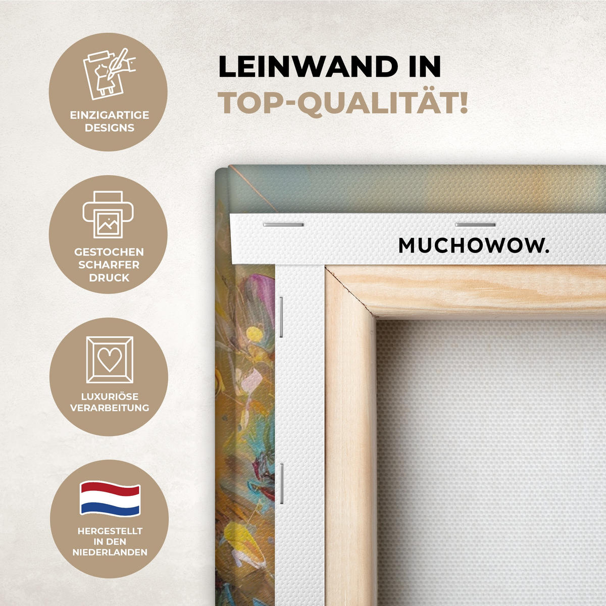 LEINWANDBILD Blumen - Kunst - Natur - Ölgemälde 20x20 cm - Multicolor, Textil (20/20cm) - MuchoWow