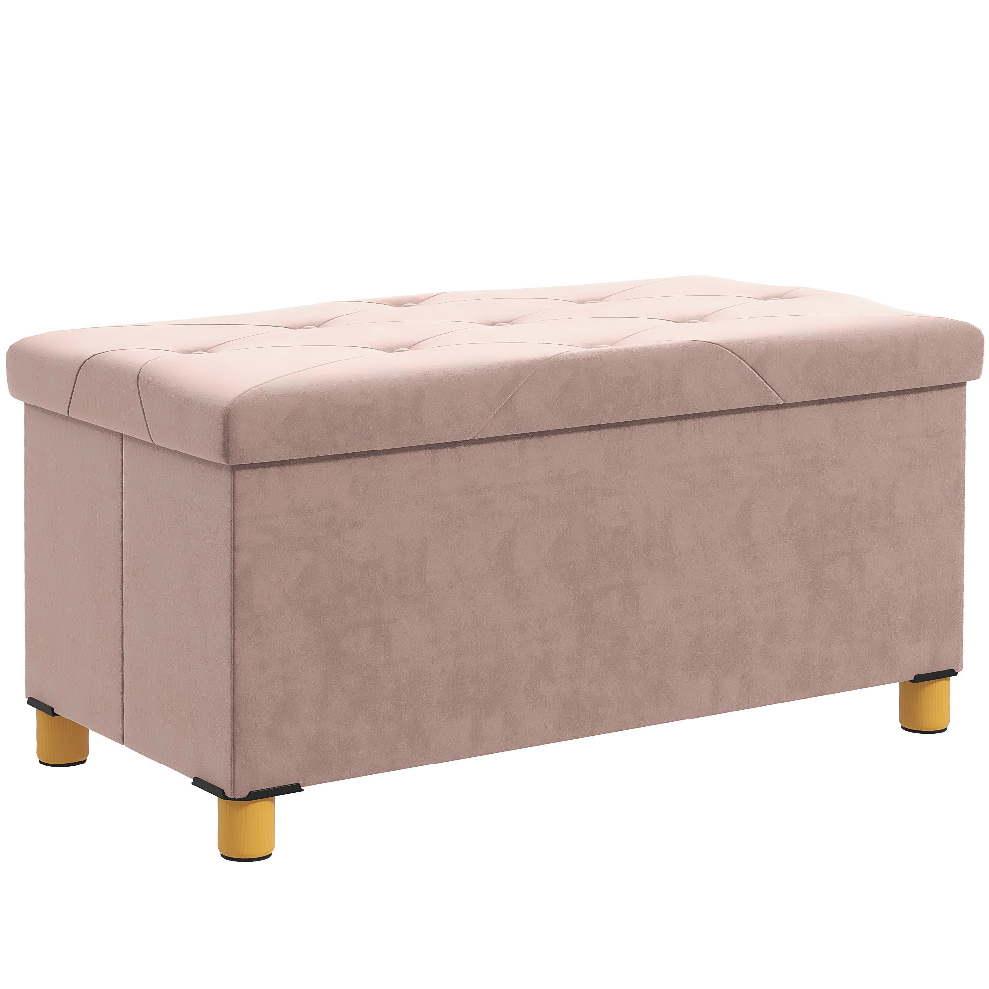 TRUHENBANK DE-16389 klappbar mit Stauraum und Knopfheftung Rosa - Pink, Textil (76/38/38cm) - ComfortXL