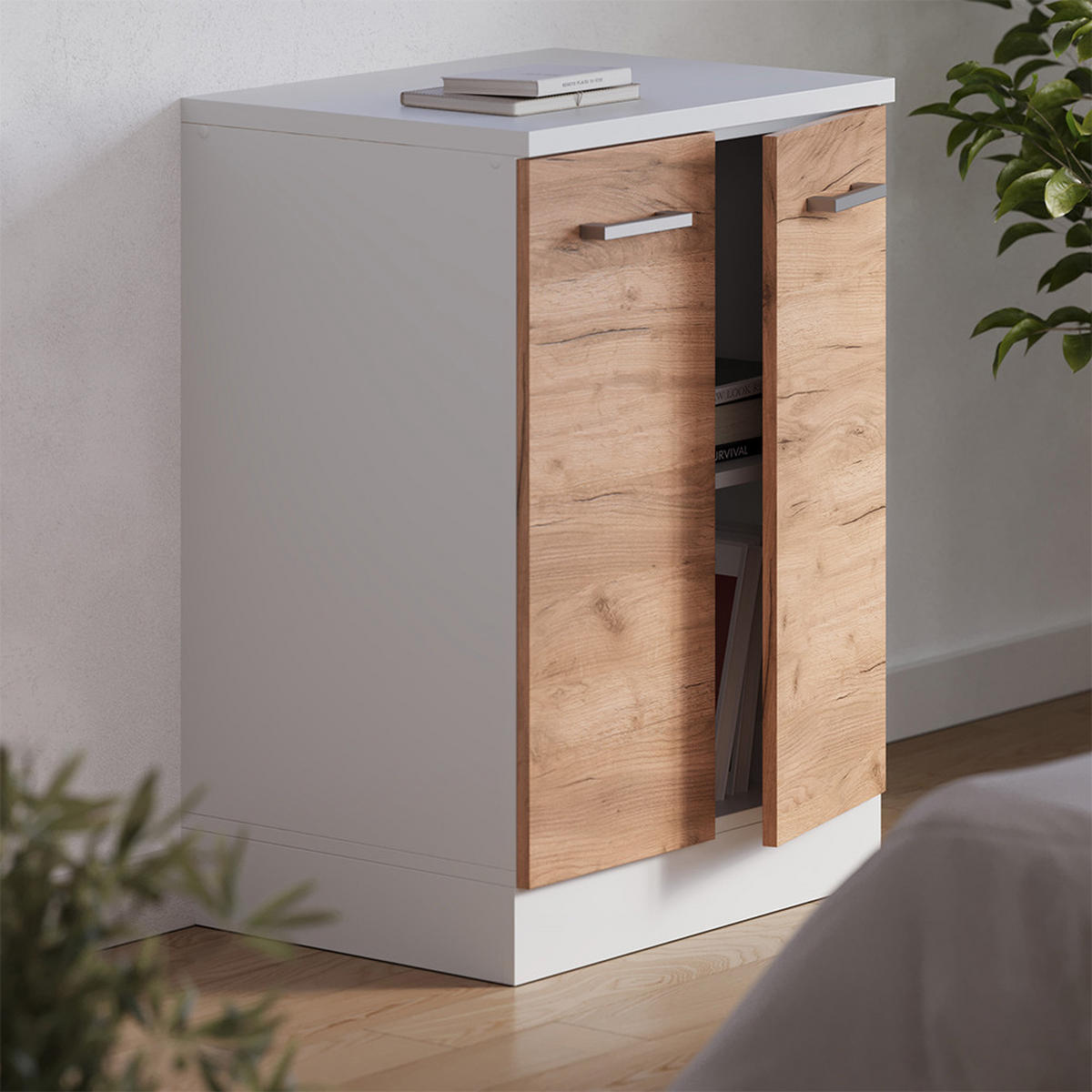 SKRINKA DO PODKROVIA Rion Dub Goldkraft 60 x 81.6 cm bez sklonu s 2 dverami - dub medový, kompozitné drevo (60/83.8/46cm) - Vicco