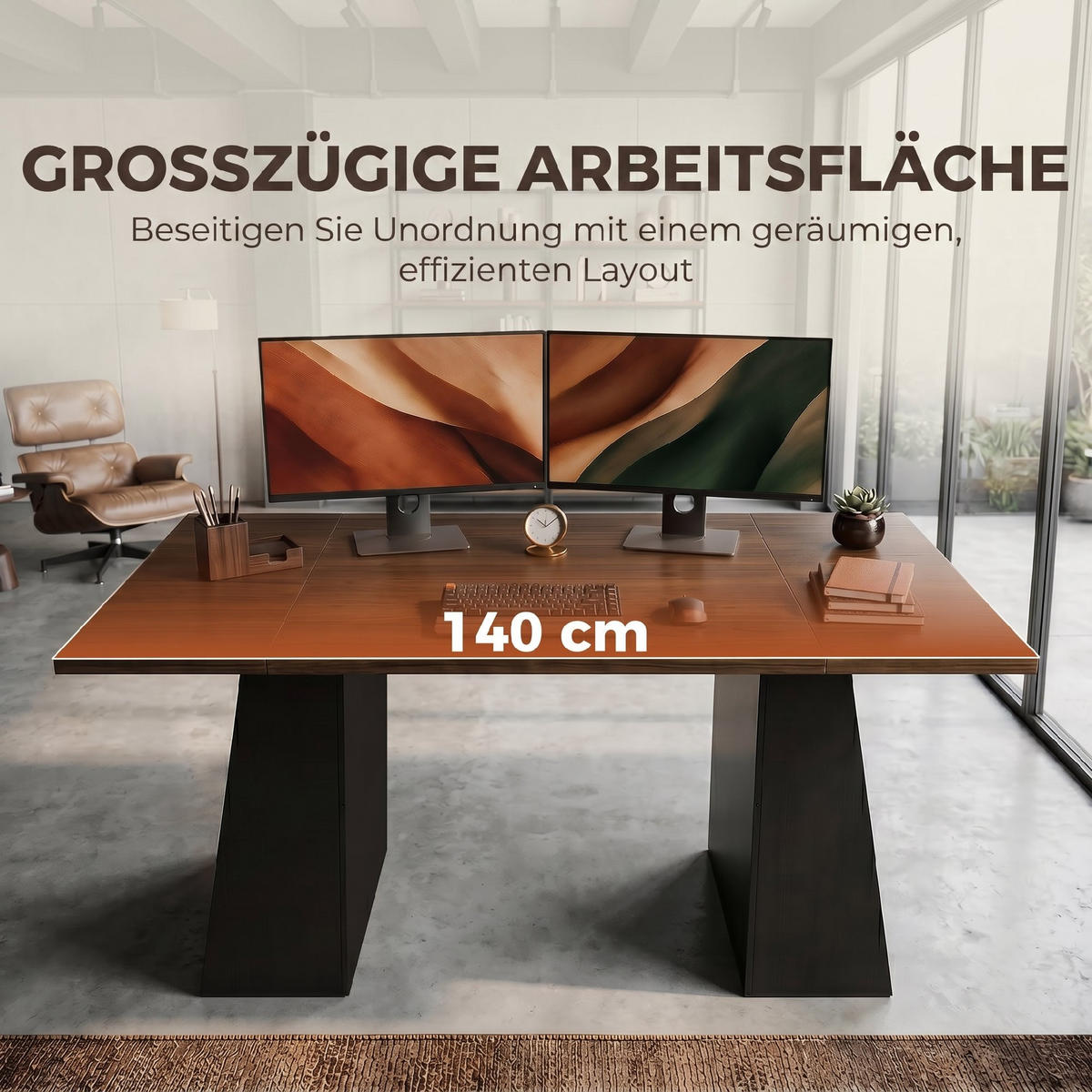 SCHREIBTISCH Braun 78.0/140.0/75.0 cm - Braun, Holzwerkstoff (78/140/75cm)