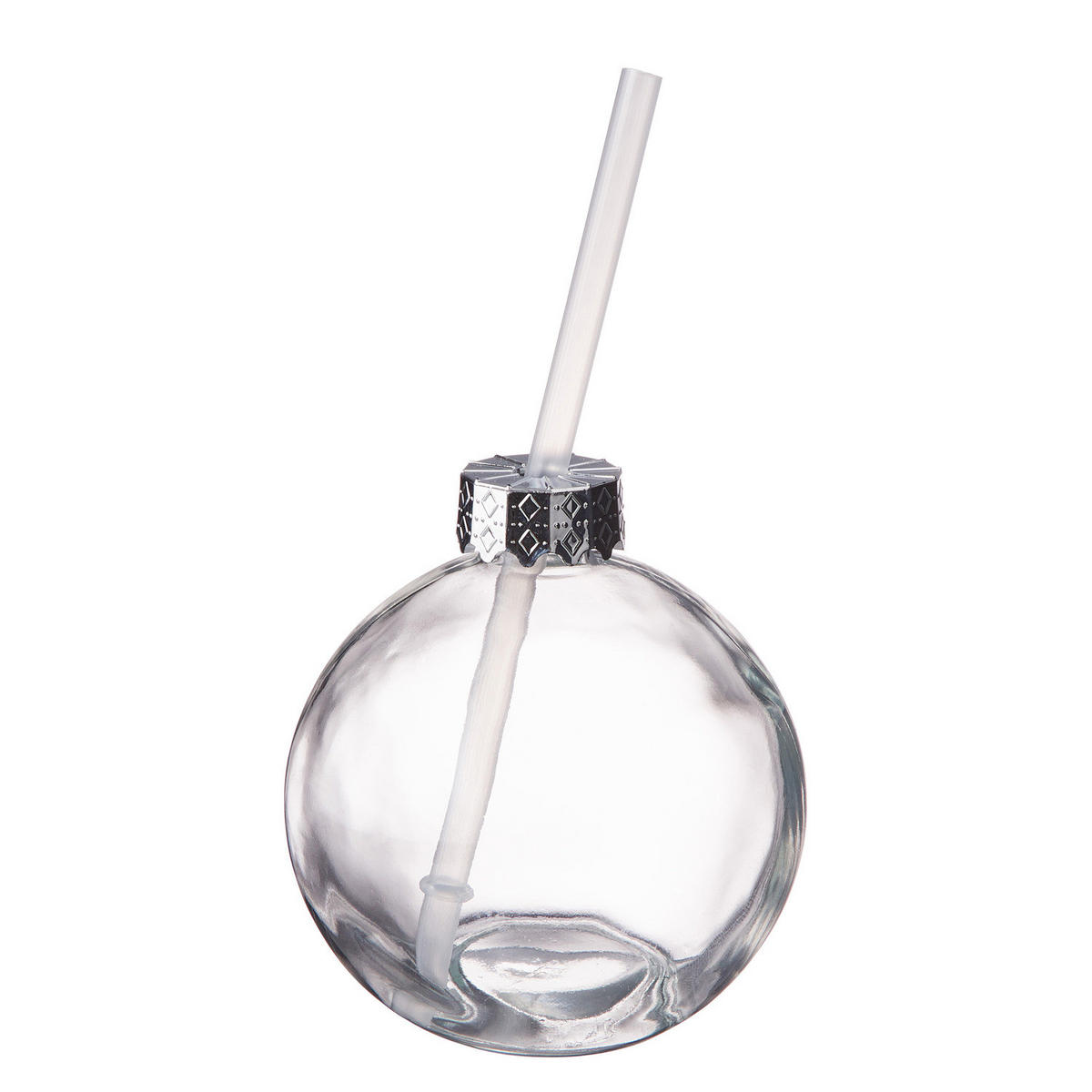 TRINKGLAS (6er-Set) Santa's Bubble mit Strohhalm - Transparent, Glas/Kunststoff (0.4L) - Butlers