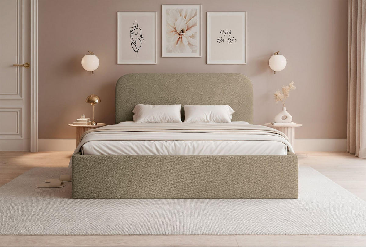 POLSTERBETT Sonvivo Dunkelbeige Chenille 160x200 cm - Beige, Kunststoff/Textil (160/200cm) - Selsey
