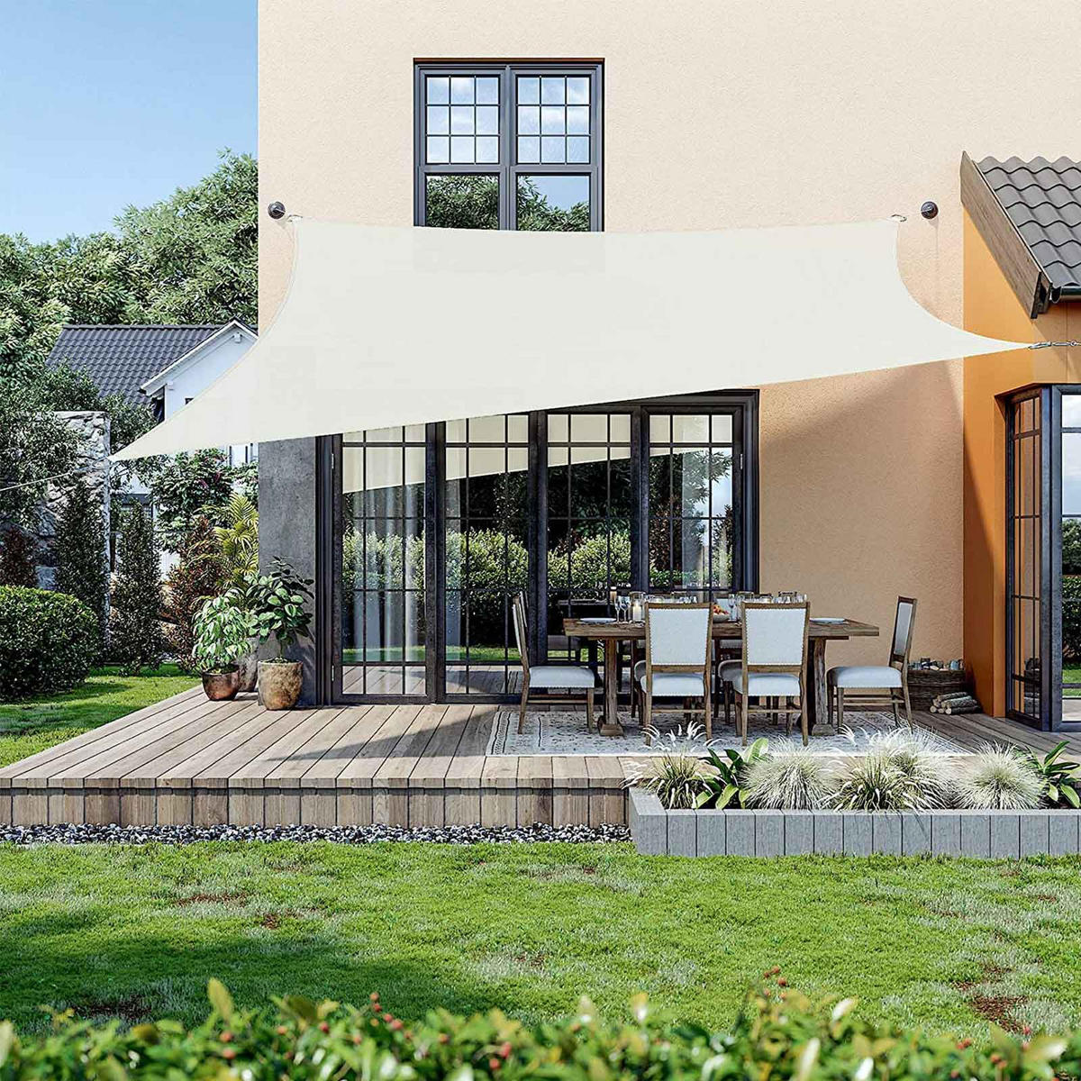 SONNENSEGEL 3 X 5 M - Weiß, Textil (300/500cm) - Hansiro