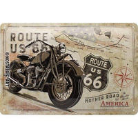 BLECHSCHILD 20/30 cm US Highways Route 66 Bike Map - Multicolor, Metall (30/20/0.2cm) - Nostalgic-Art