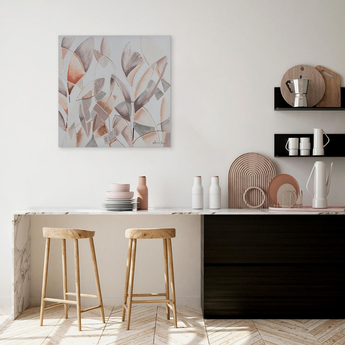 OLEJOMAĽBA 80/80 cm, Zvieratá - sivá/taupe, drevo/textil (80/80cm) - KUNSTLOFT
