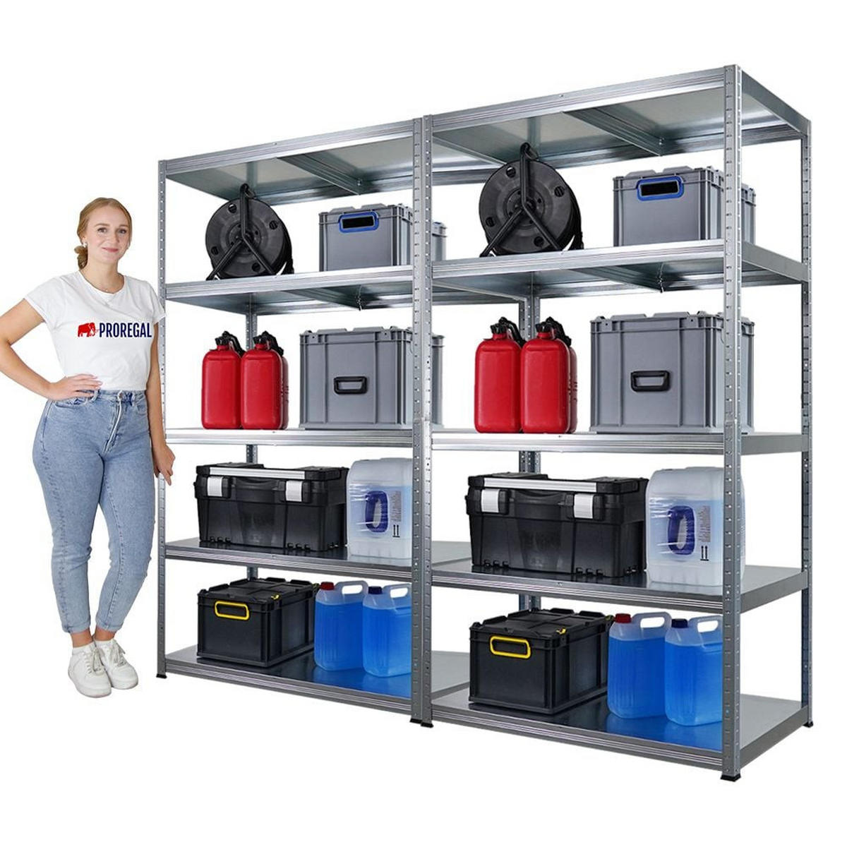 SCHWERLASTREGAL Steel Eagle 2er-Set 180x100x60cm Fachlast 130kg Verzinkt - Silberfarben, Metall (200/180/60cm) - PROREGAL