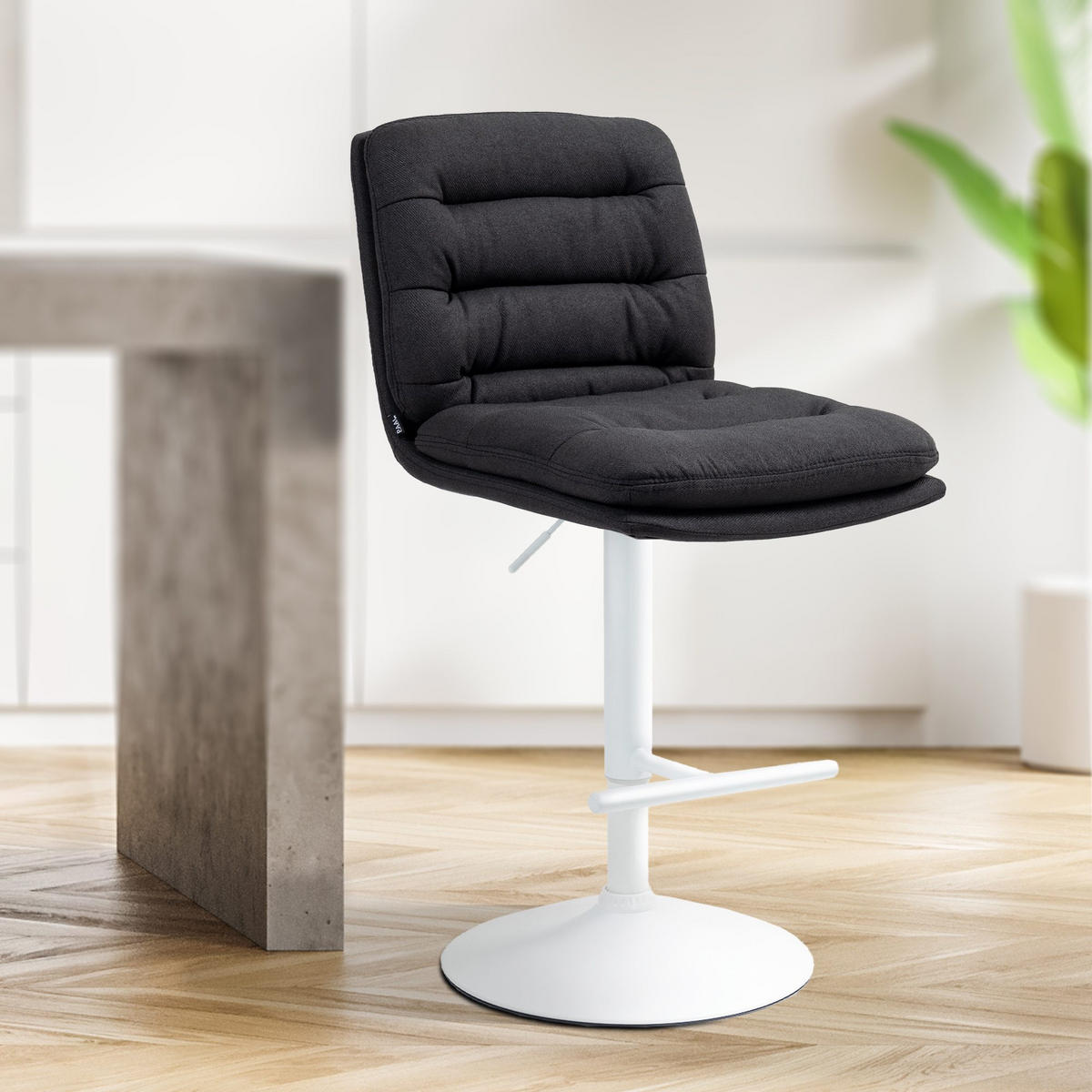 BARHOCKER Stoff schwarz - Schwarz/Weiß, Textil/Metall (42/94/56cm) - CLP