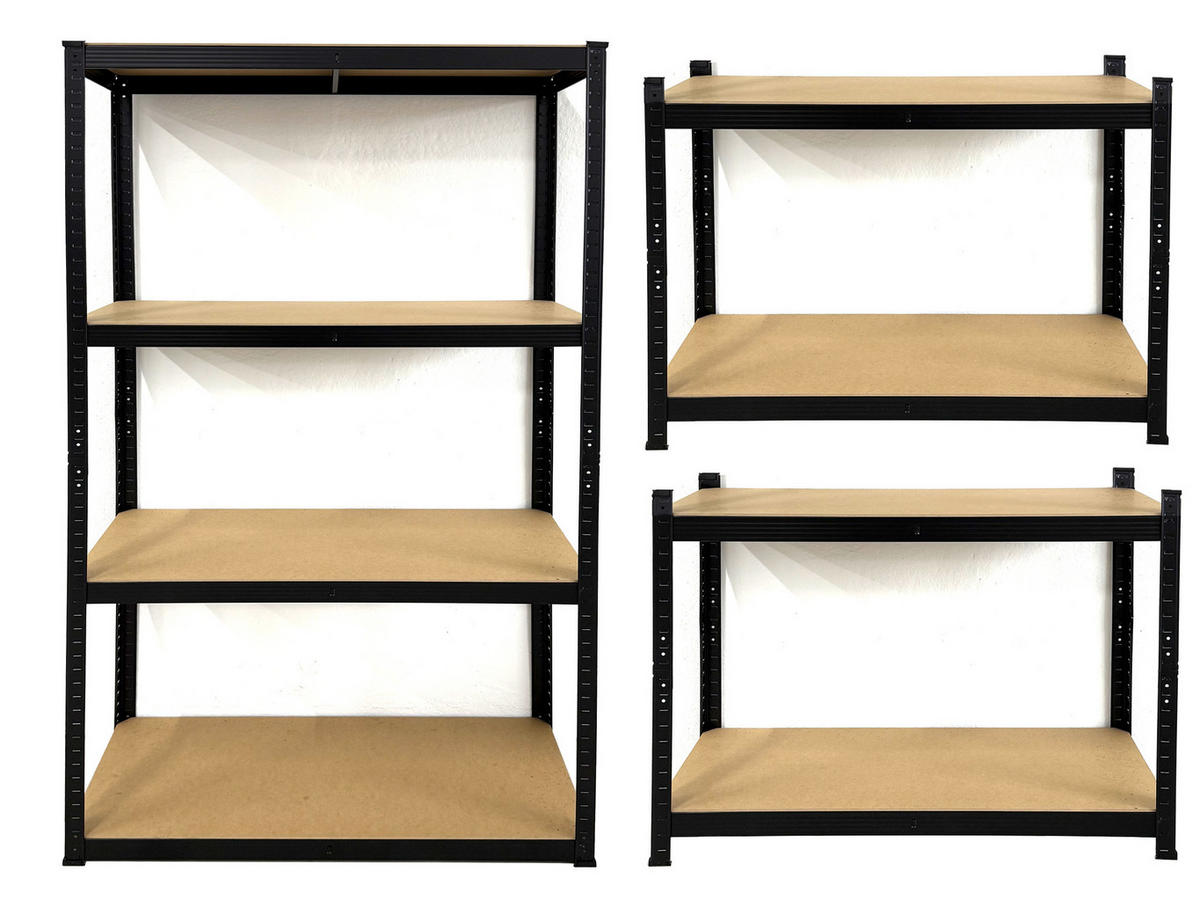 SCHWERLASTREGAL 90x40x180cm - Schwarz, Metall (90/180/40cm) - QUICK STAR