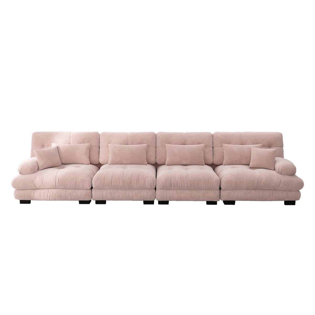SCHLAFSOFA 4-Sitzer aus Chenille mit Tiefsitz, Rosa - Rosa, Textil (406/81/77cm)