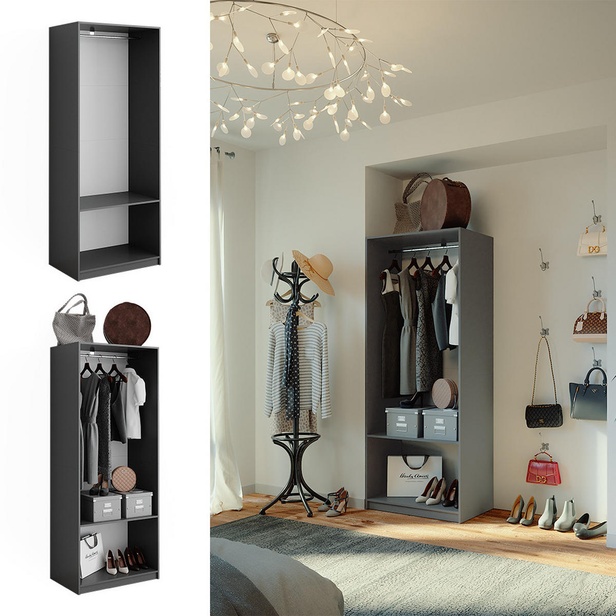 ŠATNÍ SKŘÍŇ Elmo Antracit - antracitová, kompozitní dřevo (80/200/50cm) - Vicco