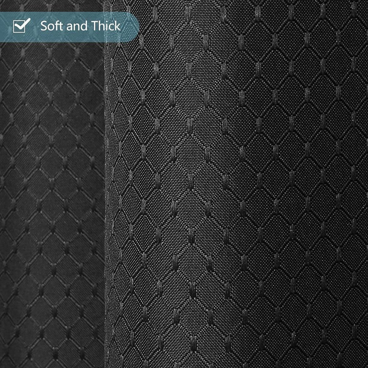 DUSCHVORHANG schimmelresistent Stoff dick klein Polyester Waffelstruktur Schwarz für Badewanne mit Haken 180 x 200 cm - Schwarz, Textil (200/180cm) - MCBOSON