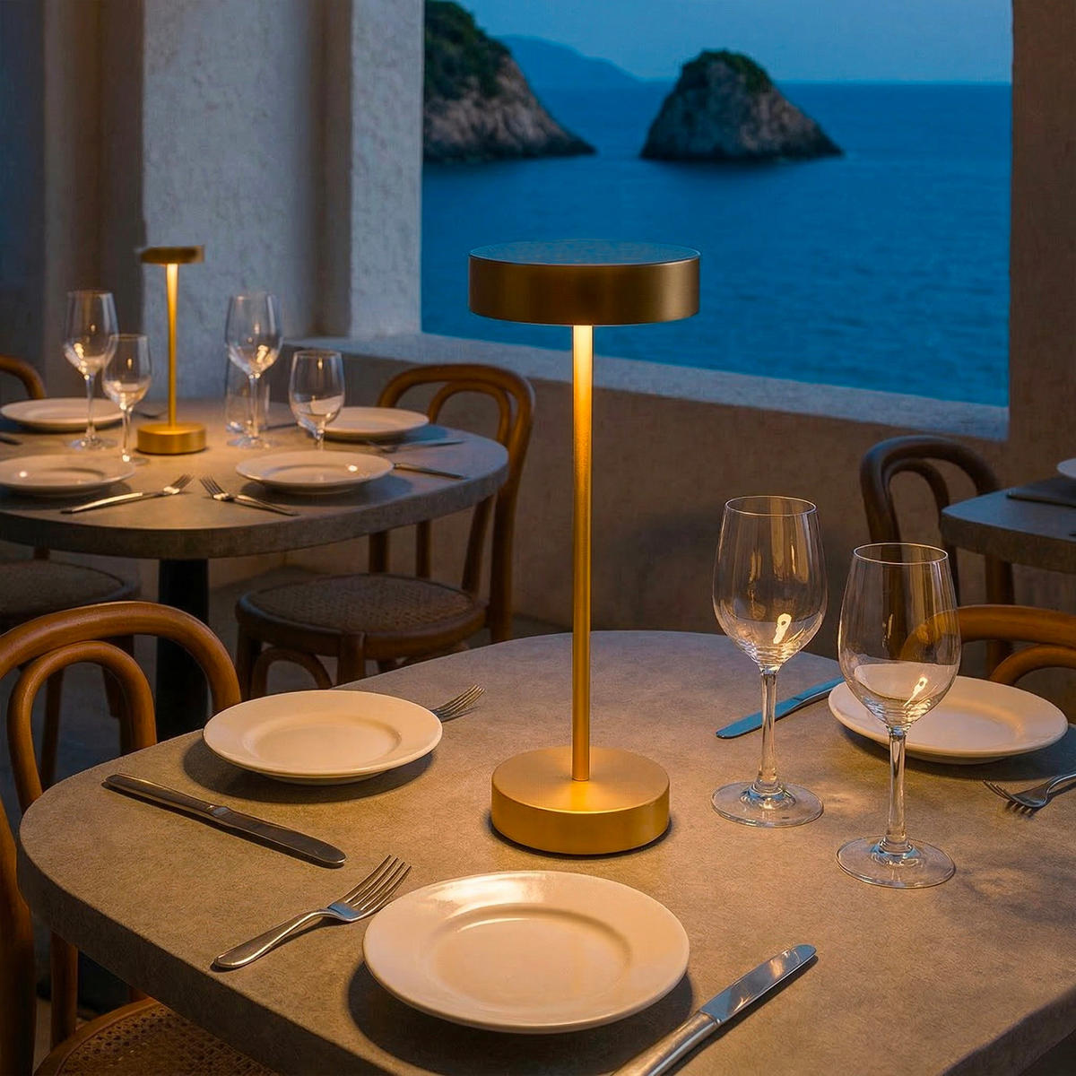 SANDY H33CM Kabellose Tischleuchte - Goldfarben, Metall (16/16/38cm) - Lumisky