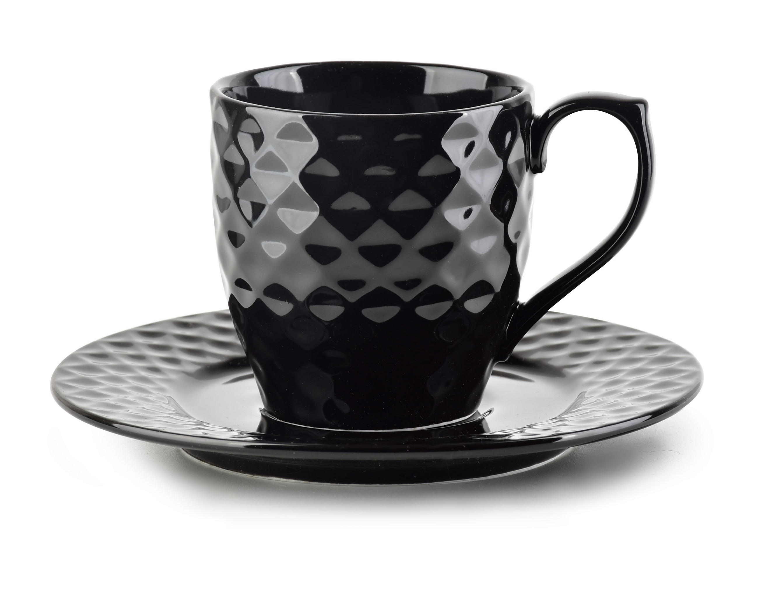 TASSE mit Untertasse Diament Schwarz 11/8/8 cm Keramik - Schwarz, Keramik (0.23L) - Mondex