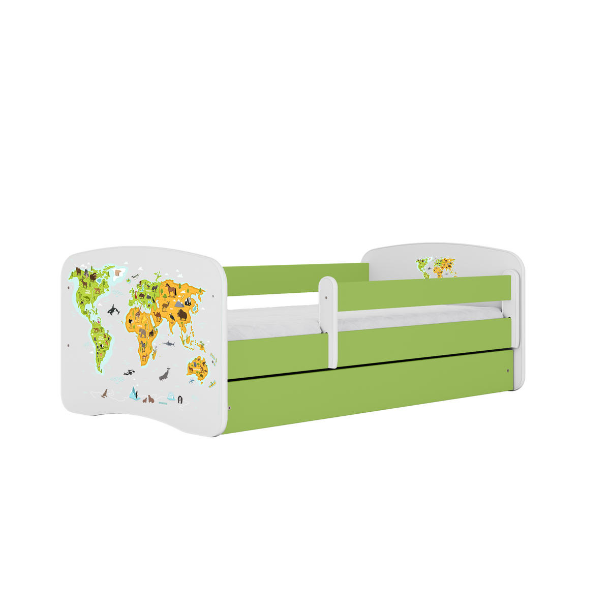 KINDERBETT Karte mit Schublade und Matratze 160/80 - Grün, Holzwerkstoff (80/160cm) - RAUMHIRSCH FURNITURE