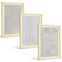 BILDER SET 3er Set - 40x60 cm Goldrahmen - Sandmuster geometrische Strukturen - Goldfarben, Kunststoff (40/60cm) - TULUP