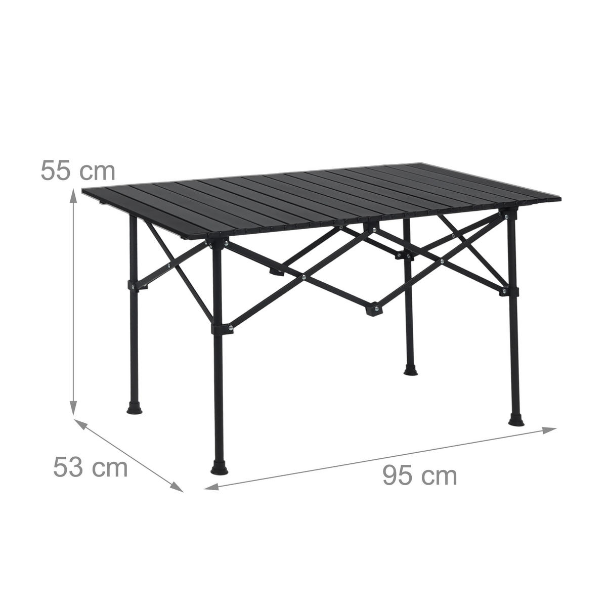 CAMPINGTISCH - Schwarz, Metall (53/95/55cm) - Relaxdays