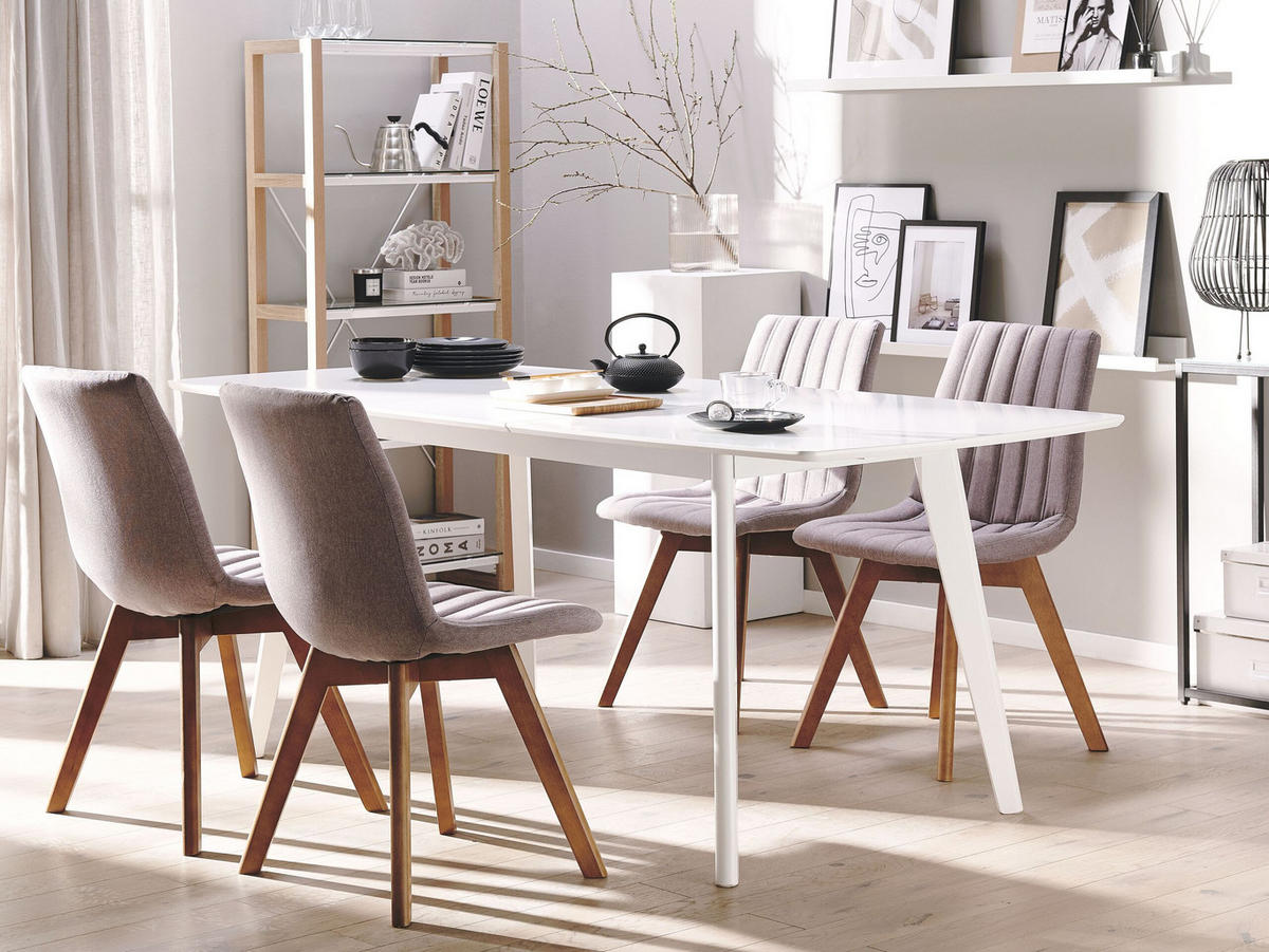 STUHL 2er-Set Polsterbezug Grau Calgary - Grau, Holz/Textil (45/84/53cm) - Beliani