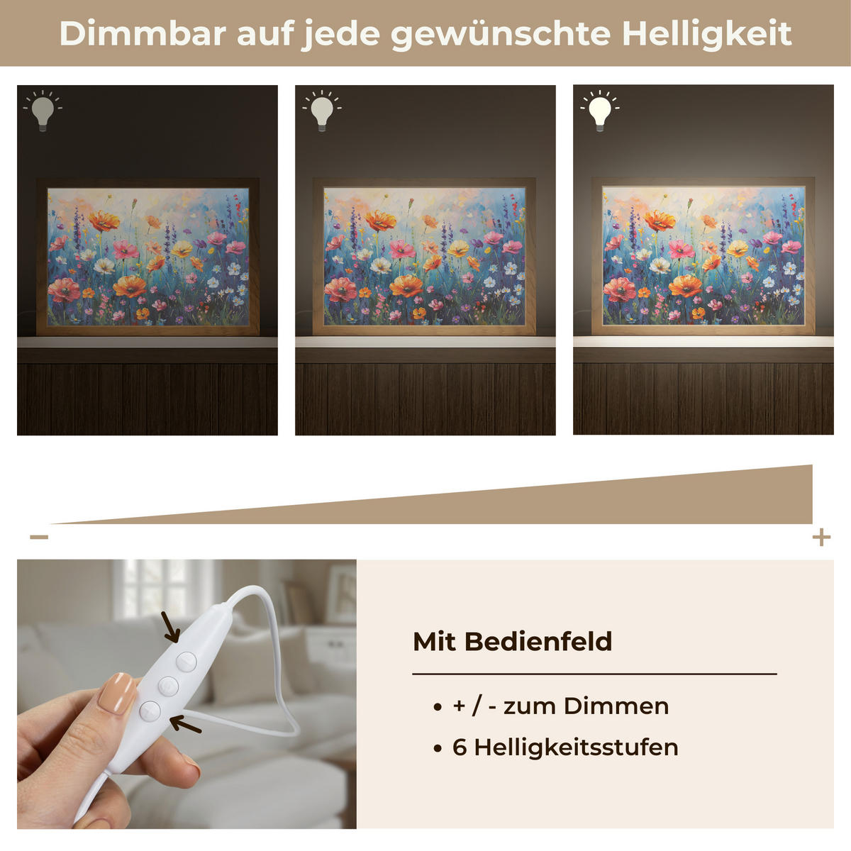 NÁSTĚNNÁ LAMPA Květiny - Příroda - Akvarel - Umění 30x20 cm - různobarevná, kompozitní dřevo (30/20/8cm) - OnlyWow