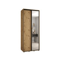 SCHWEBETÜRENSCHRANK 235,2/100/45 2-türig - Schwarz/Eiche Artisan, Holz/Metall (100/235/45cm) - Abiks Möbel