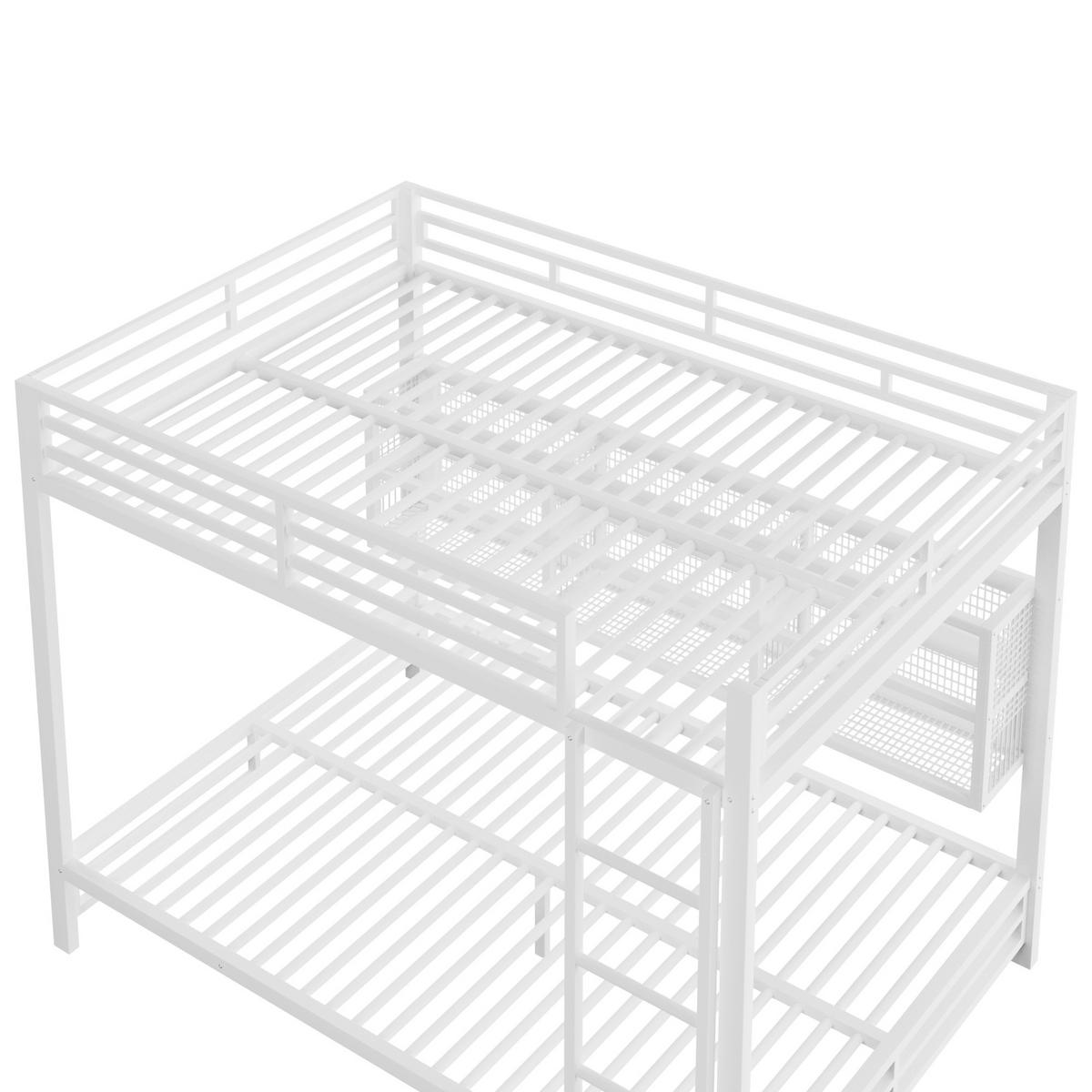 ETAGENBETT 140/200 cm in Weiß mit 6 Schränken und LED - Weiß, Metall (140/200cm) - CHICFURN