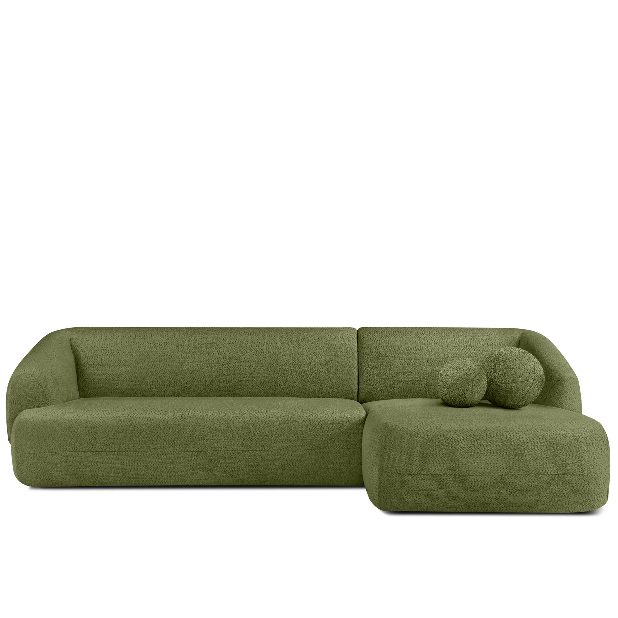ECKSOFA RECHTS VIRA, Oliv, Chenille - Schwarz/Olivgrün, Holz/Holzwerkstoff (300/160cm) - KONSIMO®
