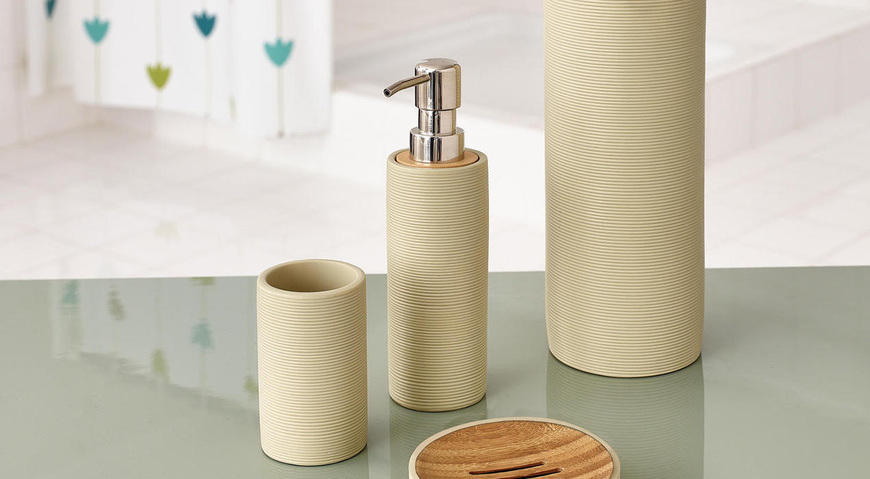 Seifenspender beige, aus Bambus von Sadena