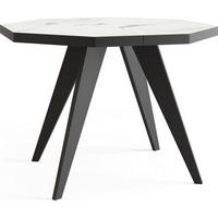 ESSTISCH Diamond Black achteckiger ausziehbarer, Marmor Weiß 100-150/100/76 cm - Ecru/Schwarz, Holz/Holzwerkstoff (100/150/77cm) - WFL GROUP