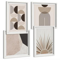 BILDER SET 4er Set - 50x50 cm & 40x60 cm Weißer Rahmen - Abstrakte beige und braune Formen - Weiß, Kunststoff (50/50cm) - TULUP