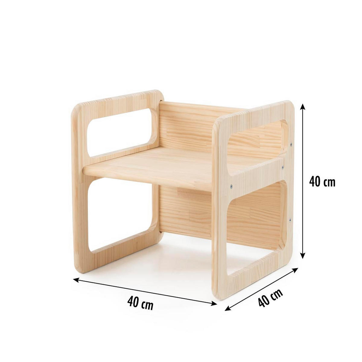 STUHL-SET 3tlg. aus naturfarbenem Kiefernholz MONTESSORI - Beige, Holz (40/40/40cm) - RNT By Really Nice Things