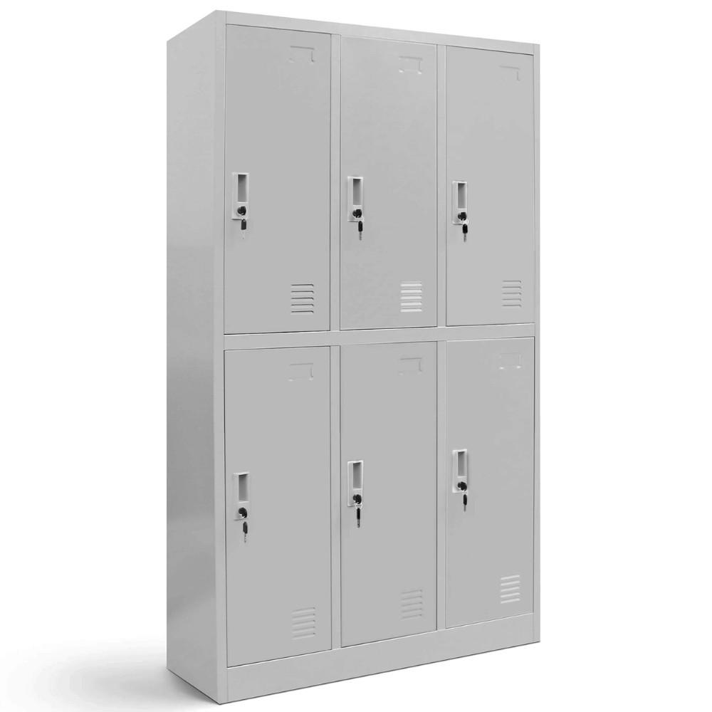 UMKLEIDESCHRANK Spind IGOREK 6 Abteile 150x90x45cm Grau - Grau, Metall (90/150/45cm) - Jan Nowak