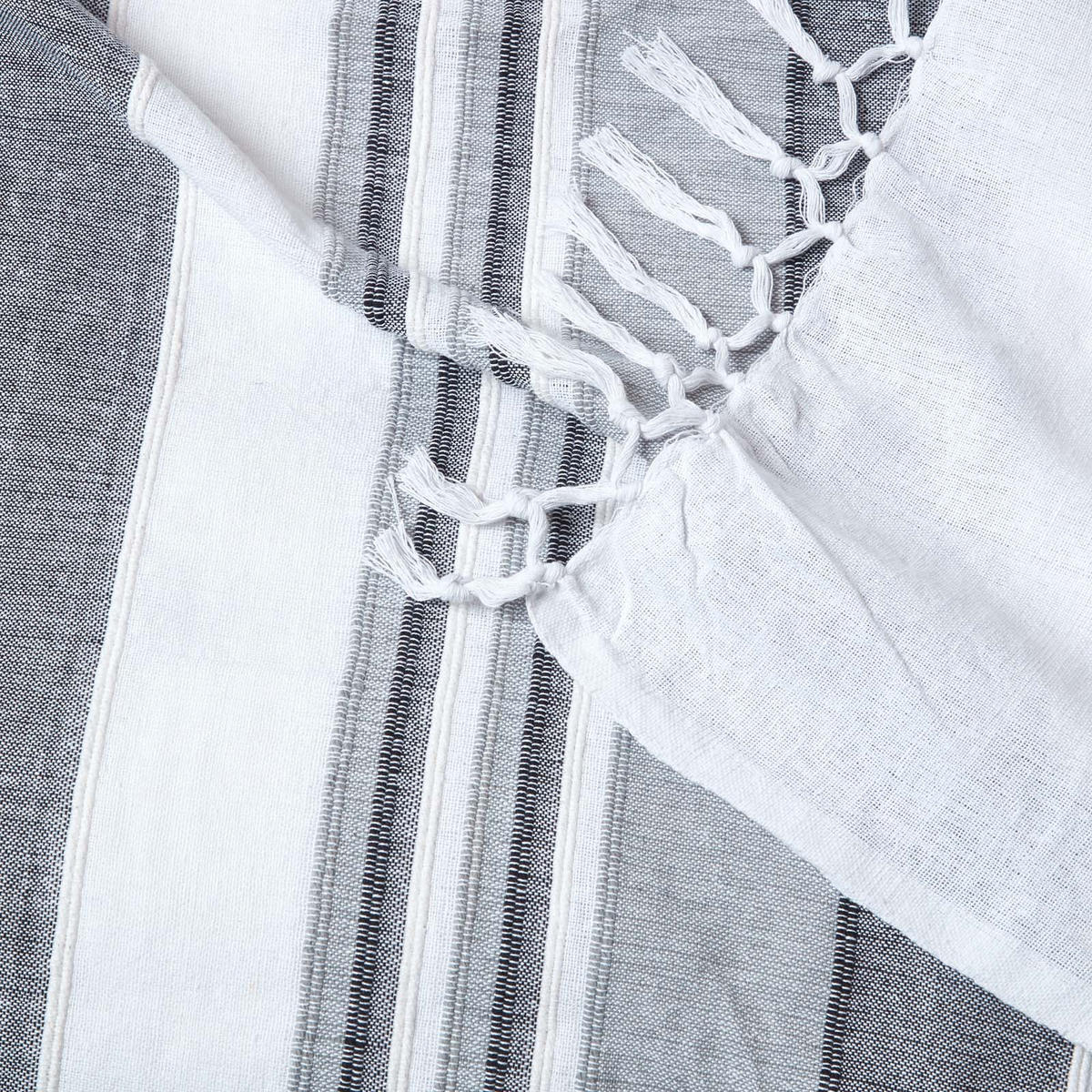 TAGESDECKE Morocco 255/360 cm, Baumwolle gestreift - Hellgrau, Textil (255/360cm) - Homescapes