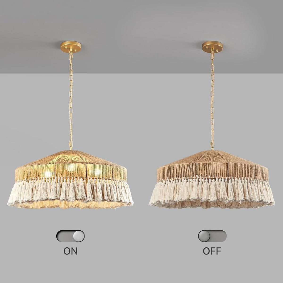 PENDELLEUCHTE Rattan Handgeflochten Bohème Groß - Beige, Naturmaterialien (50/50/22cm) - Authentics