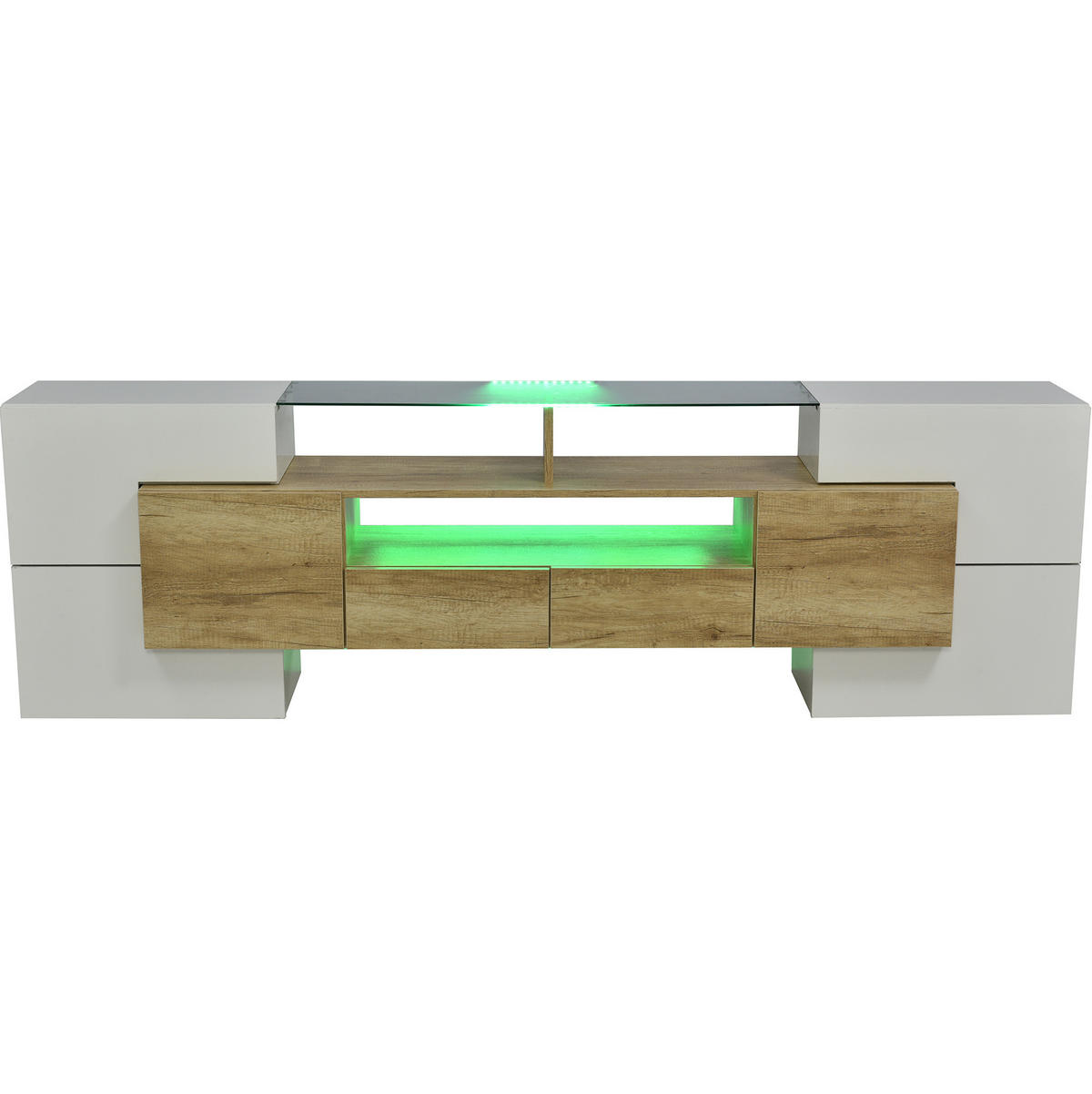 TV-LOWBOARD 200/35/60 cm mit 6 Türen, 2 Schubladen und LED - Weiß, Holzwerkstoff (200/60/35cm) - BEAOK