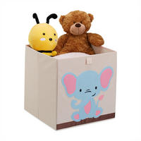 BOX Béžová Modrá skládací - krémová, textil/vlnitá lepenka (33/33cm) - Relaxdays